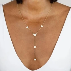 2025 New Arrived Delicate Butterfly Link Chain Long Y Lariat Pendant Necklace For Sexy Women Lady Charm Fashion Party Jewelry