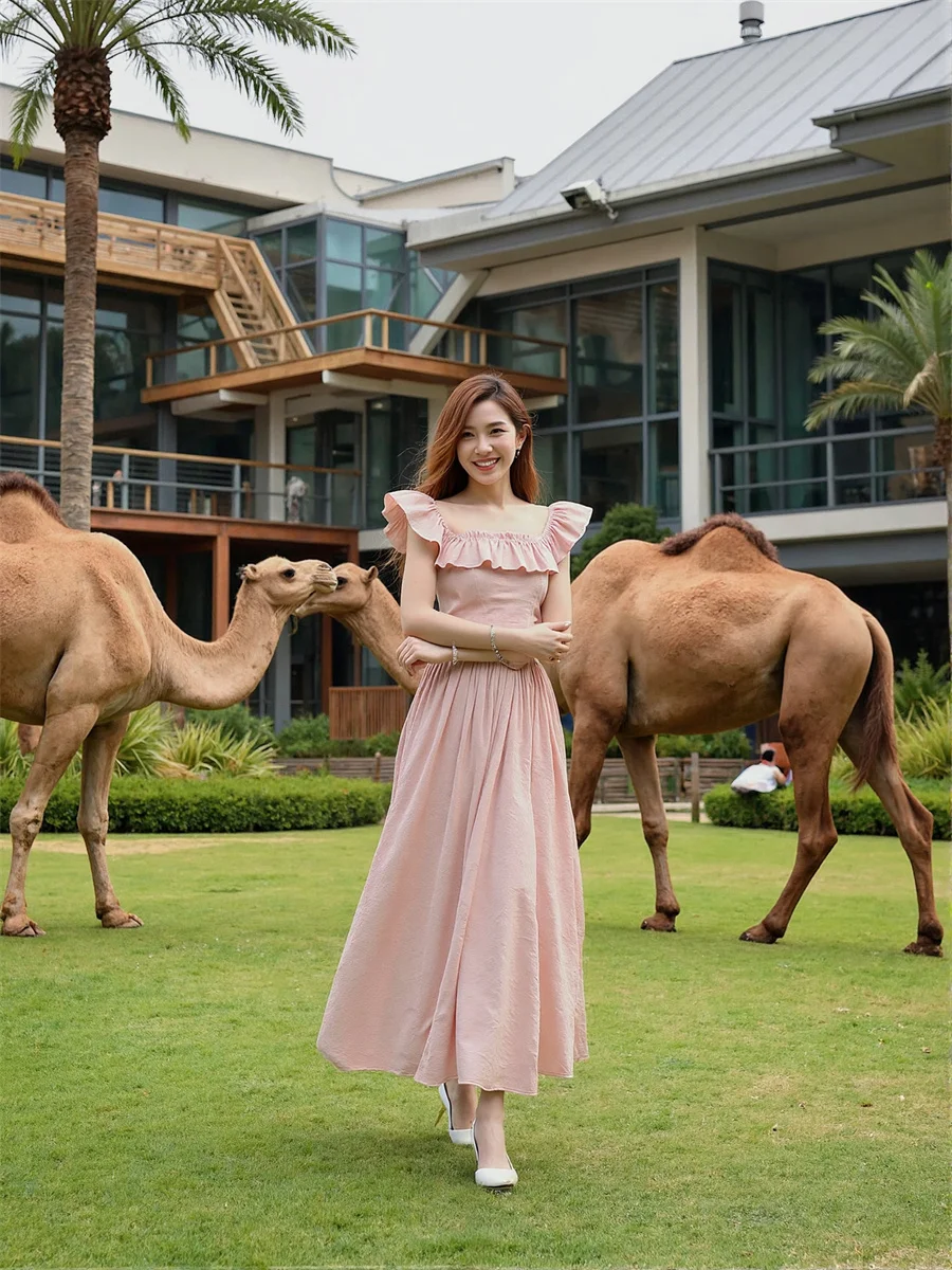 Vestido rosa feminino gola quadrada em camadas ruched streetwear hipsters altgoth grunge punk alternativo emo rock gótico outono