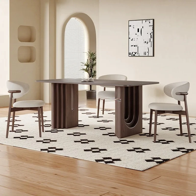 

*Ash wood slate solid wood dining table French medieval wabi-sabi Japanese style