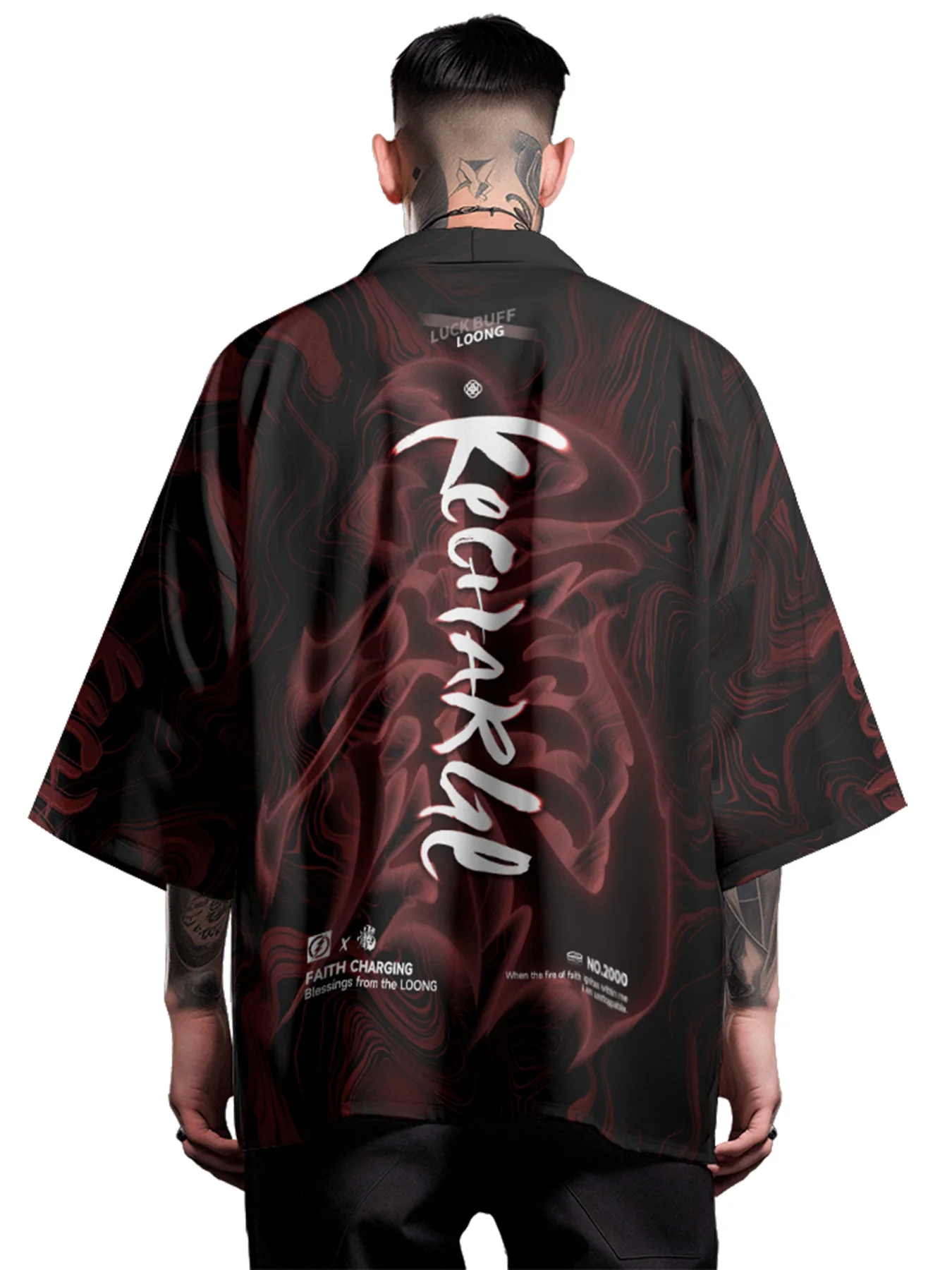 Chinese Traditional Dragon Print Coat Kimono Dao Robe Five-quarter Sleeve Shirt Loose Casual Sleeved Shirt for Summer