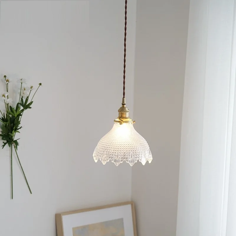 

Nordic Vintage Pendant Lamp Glass Shade Hanging Ceiling Light Dining Room Kitchen Island Home Decor Luminaire Brass Chandelier