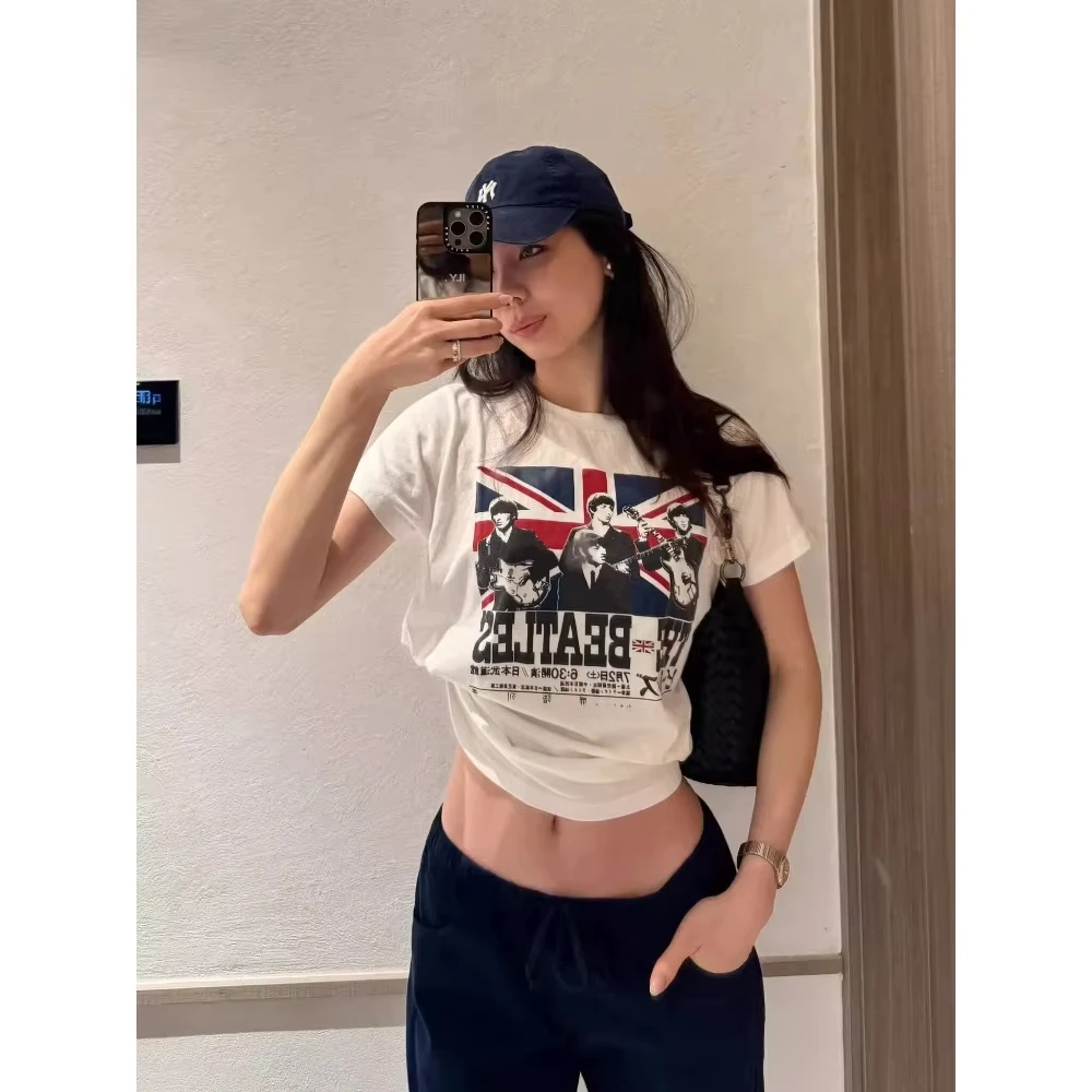 2026 New The Beatles Men Women Short Sleeve T Shirt, Union Jack Vintage Japanese Tour Graphic Crew N