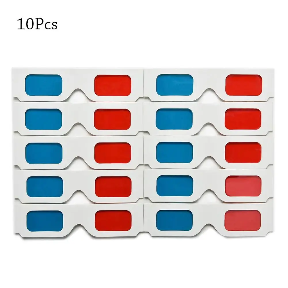 10Pcs Universal Red Blue 3D Glasses 3D TV Real Cinemas Movie Game Glasses 3D Gaming Cyan Cardboard Paper Glasses