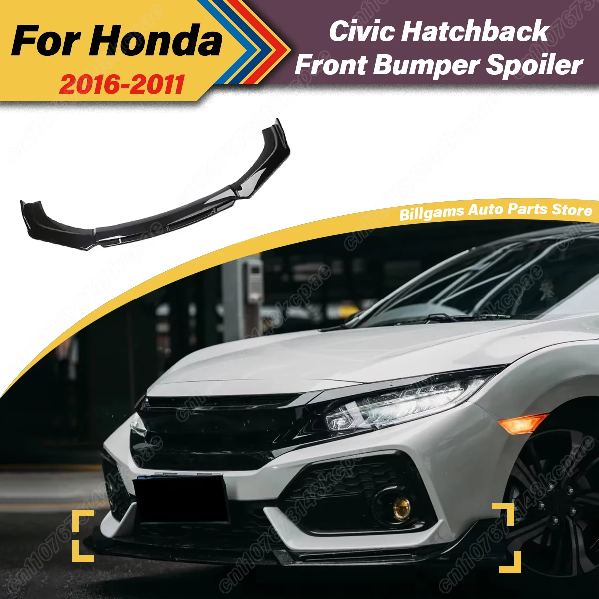

For Honda Civic Hatchback 2016 2017 2018 2019 2020 2021 Automobile Front Bumper Spoiler Lip Front Fender Decoration Accessories