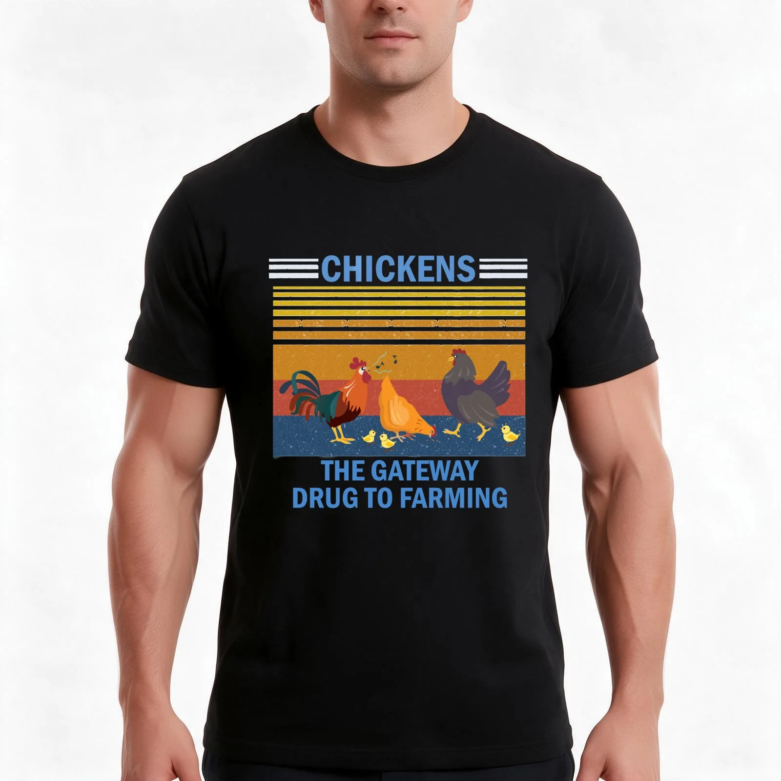 Chickens The Gateway Drug To Farming Farmer T-Shirt Summer Casual Cotton Tee Oversized Streetwear Tops Vintage Graphic Print