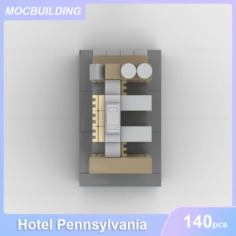 Hotel Pennsylvania Modello MOC Building Blocks FAI DA TE Assemblare Mattoni Educativi Architettura Creativa Collezione Giocattoli Regali 140 PZ