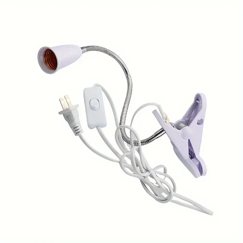 Flexible Gooseneck Desk Lamp Holder with On/Off Switch E27 Base Us Plug - 360° Adjustable Clip-On Light Socket Hanging Lamp Joy