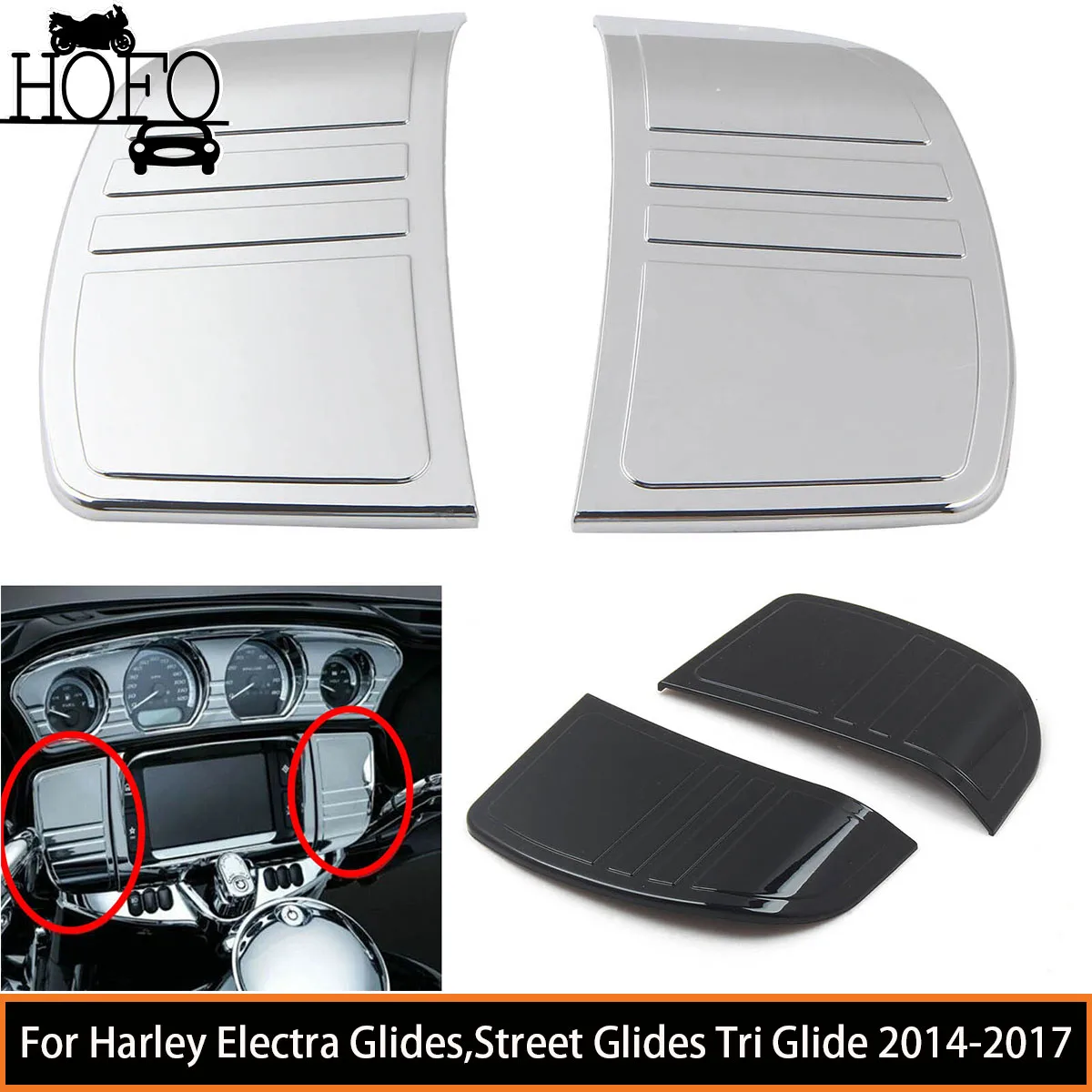 2 Pcs/Set Motorcycle Fairing Switch Panel Accent Cover Decor Trims For Harley Electra Glides,Street Glides Tri Glide 2014-2017