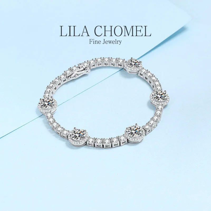 Designer Platinum PT950 15.5/16/18cm Moissanite Bracelets for Women Luxury D color Diamond Quality Sparkling girl fine jewelry