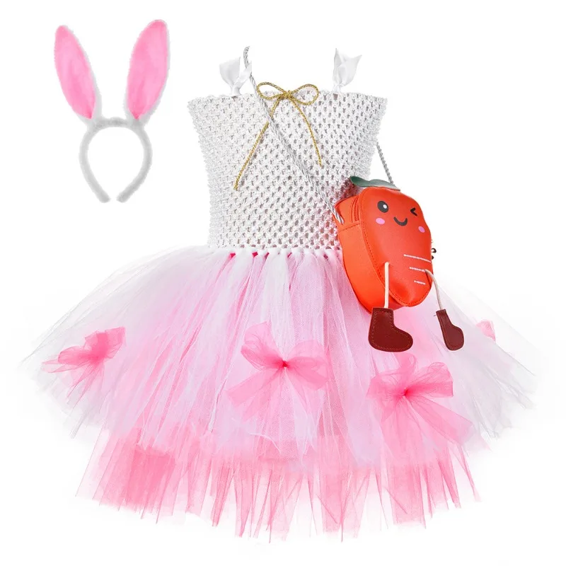 Multi-layer Tulle Dress for Kids,Cute & Sweet Style Festival Party Dress, Sheer Tulle Party Gown Set for Girls on Children's Day