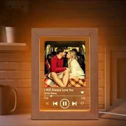 Custom Music Picture Frame, Acrílico Photo Frame com Luz LED, Song Frame, presente de aniversário para namorado