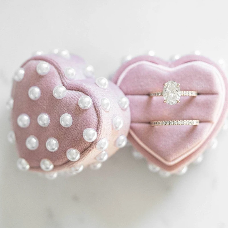 

Pearls Velvet Ring Box Proposal Ring Boxes Jewelry Gift Case Ring Jewelry Display For Wedding Engagement