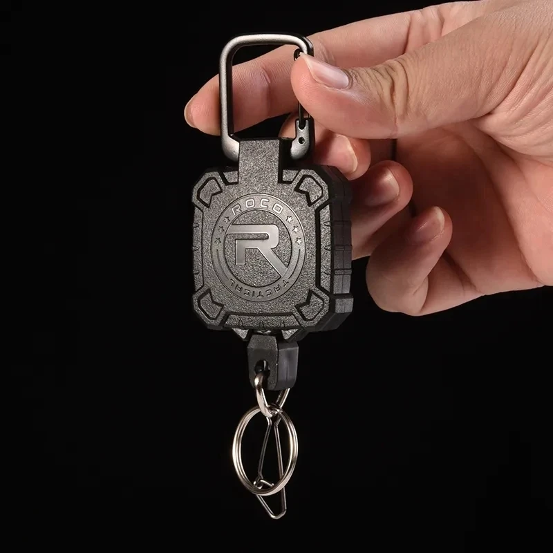 ใหม่ H64 Anti Loss Theft Telescopic Key Chain ความยืดหยุ่นสูง Key 90 ซม.ยาวเชือกลวดเหล็กพวงกุญแจแหวนทหารพวงกุญแจปืน