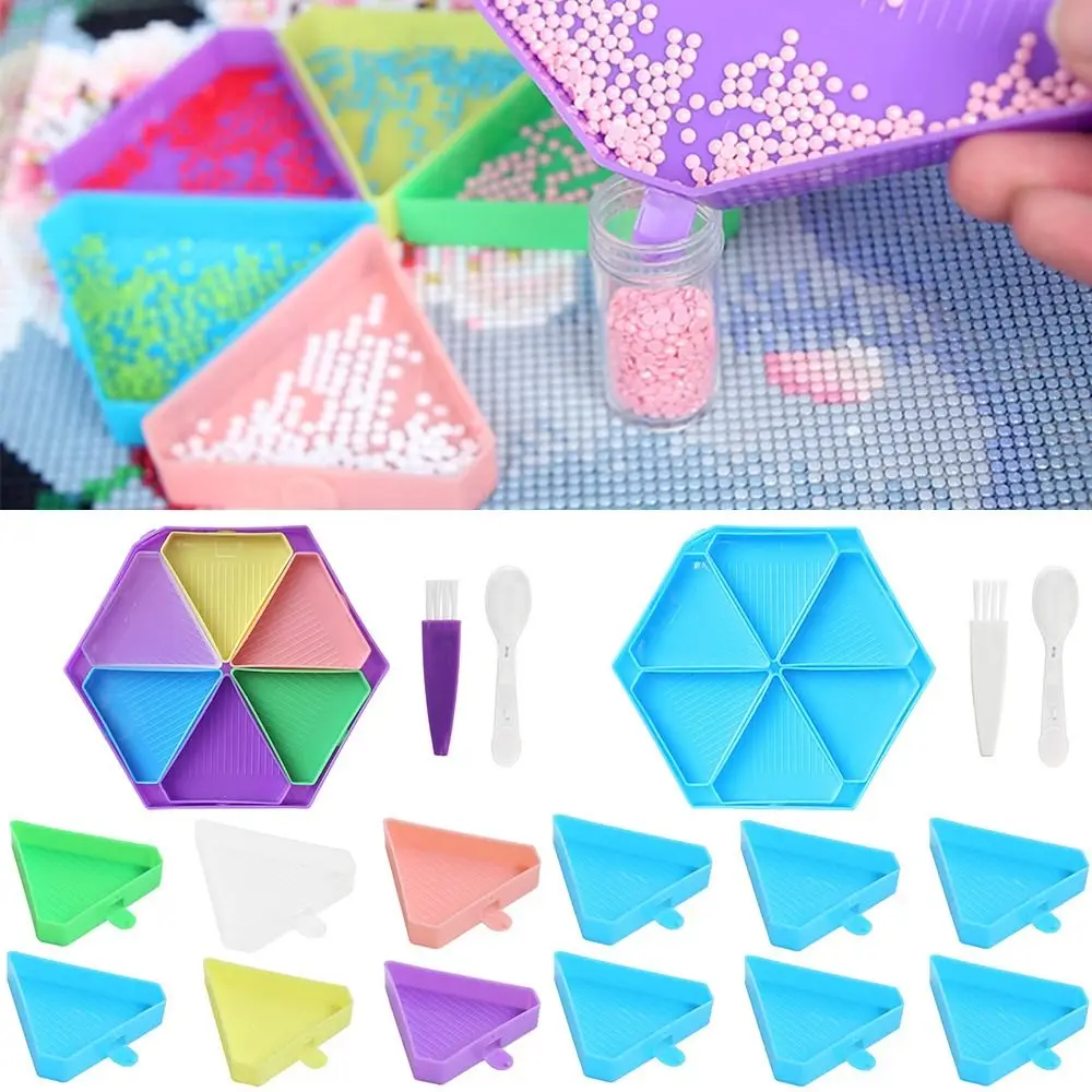 1SET DIY Large Capacity Hexagonal Diamond Painting Tray Embellishment Art Tool Accessories Plastic Drill Storage Container