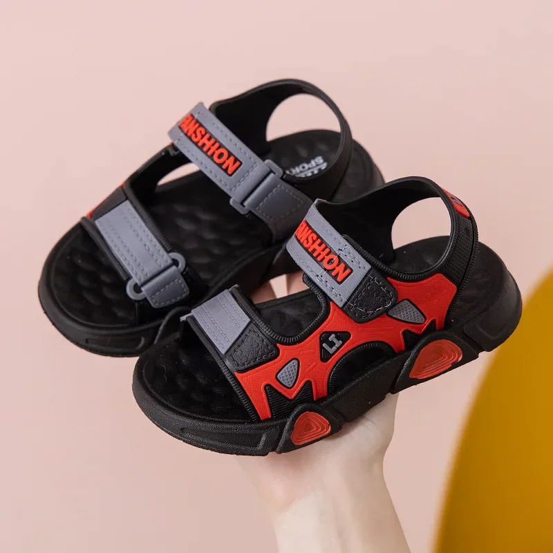 Sandales d\'été pour enfants, chaussures de plage décontractées à semelle souple, sandales de sport non ald pour garçons, chaussures plates pour
