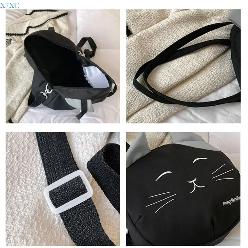

X7XC Women Large Capacity Shoulder Bag Cartoon Cats Crossbody Bag for Daily Use