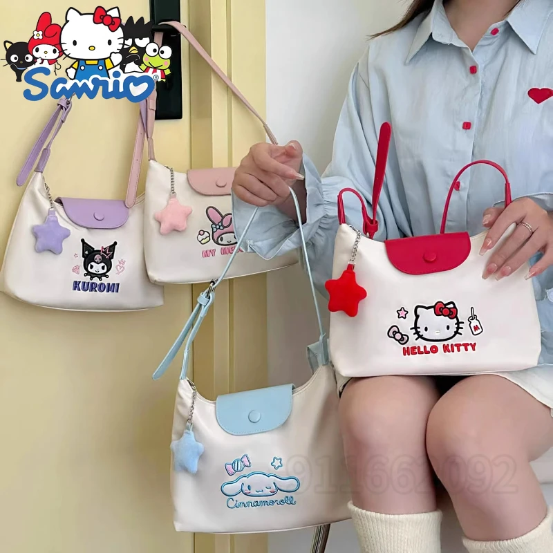  Hello Kitty New Women's Shoulder Bag Fashion Women's Handbag Large Capacity Personality Leisure Embroidery Women's Bag