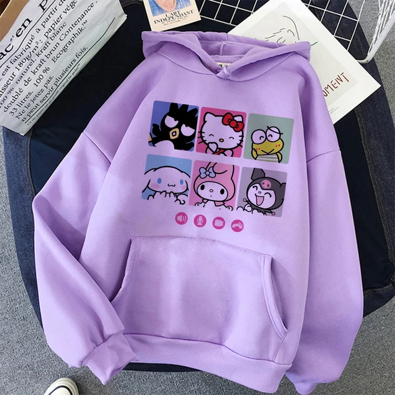 Women\'s Hoodies & Sweatshirts New Arrivals Vintage Harajuku Hello Kitty Sweatshirts Japanese Fashion Pullovers Winter Warm Outer