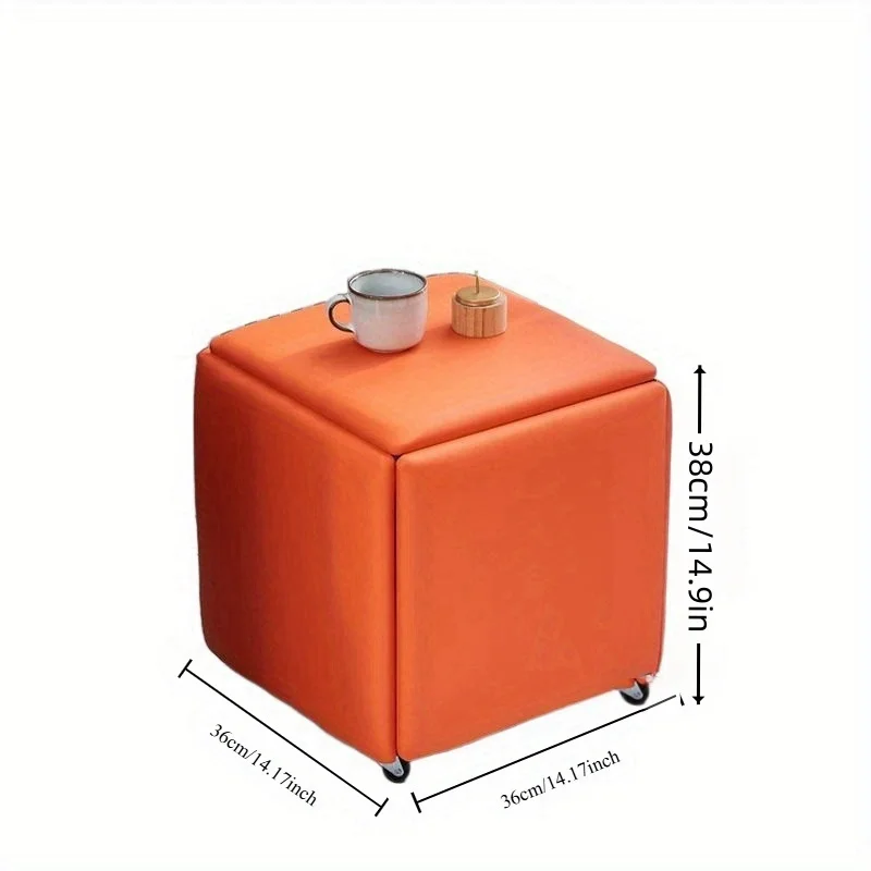5 In 1 Pu Leather Seating Cube With Swivel Casters Staable Sofa Chair Stool Nesting Ottoman Stool Movable Footstool Dressing