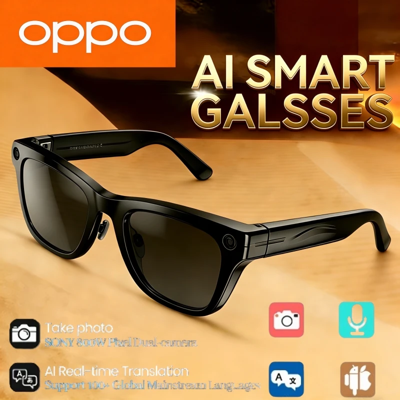 Умные очки OPPO 8K с ИИ, камера 1200 МП HD, звонки по Bluetooth, голосовой помощник ChatGPT, музыкальный плеер, переводчик, умные солнцезащитные очки