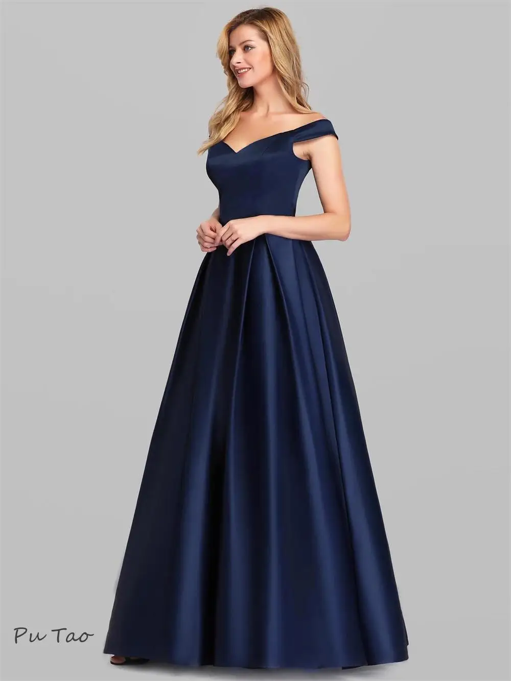 Putao Elegant Women Evening Party Dress 2024 New In Sexy V-neck High Waist Maxi Gowns Ladies Boutique Prom Quinceanera Dresses