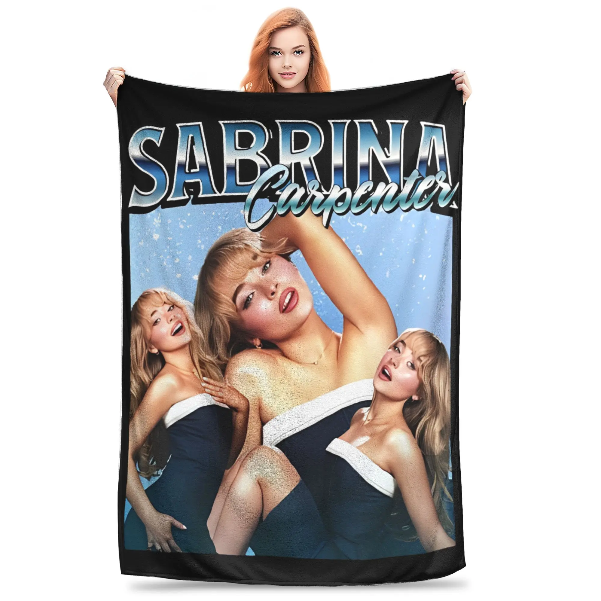 Super Soft Vintage Sabrina Carpenter Bootleg Throw Blanket Premium Fleece Flannel Lightweight Tour 2024 Bed Blanket Cozy Fluffy