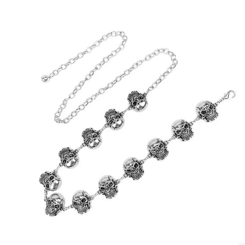 معدني الجمجمة رئيس حزام على شكل سلسلة قابل للتعديل الشرير الخصر سلسلة تنورة السراويل حزام 2000s الخصر مجوهرات اكسسوارات #2