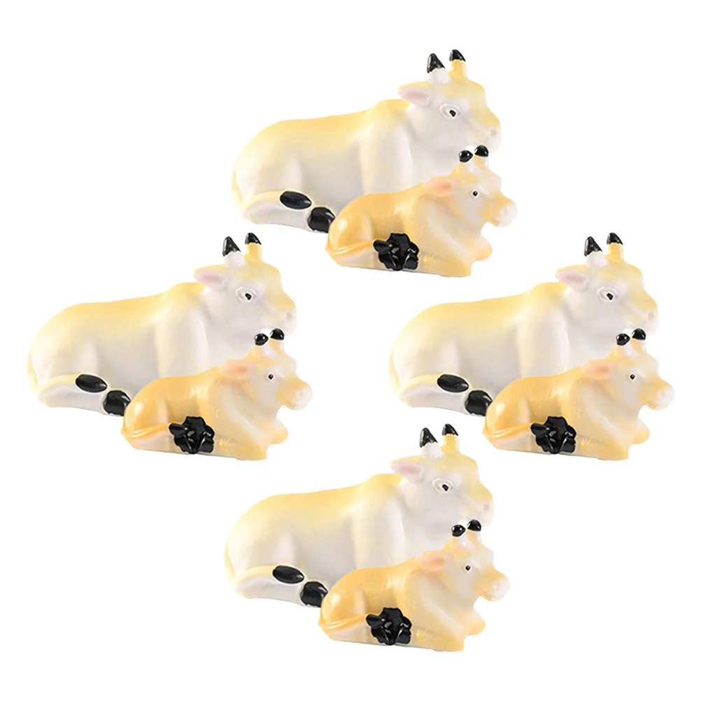 

8pcs Mini Cow Figurines Cute Cartoon Animal Statues for Garden Decor DIY Craft Moss Landscape Miniature Cow Figurines Ornaments