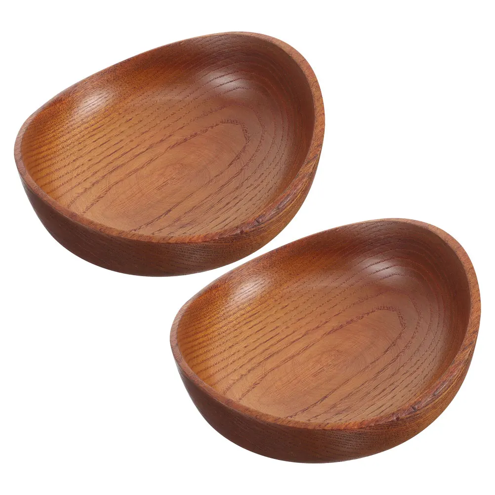 

2Pcs Jujube Wood Bowls Natural Texture Creative Design Fruit Snack Condiment Serving Versatile Kitchen