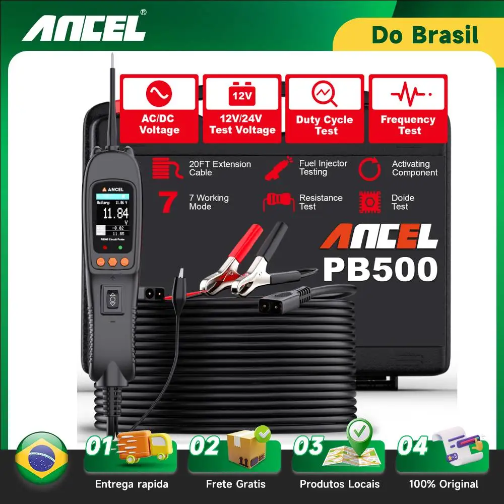 Car Battery Tester Electrical Integrated Auto Battery System Diagnostic Tools ANCEL PB500 12V/24V Power Probe Circuit Tester Kit