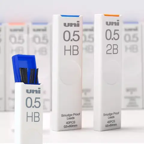 Bilashmart 3 boxs Japan UNI Mechanical Pencil Lead UL-S Smudge Proof Black 0.3/0.5/0.7/0.9mm Non Breakable HB/2B/4B School Stationery