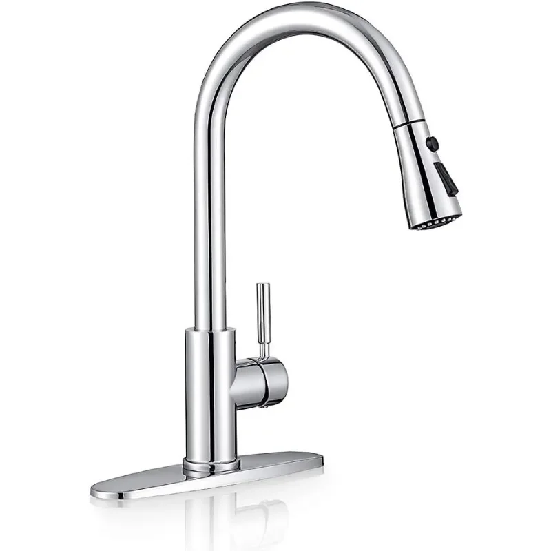 WEWE Sink Faucet, Pull Down Kitchen Faucet with Sprayer Low Lead Commercial Modern Stainless Steel rv Farmhouse Kitchen