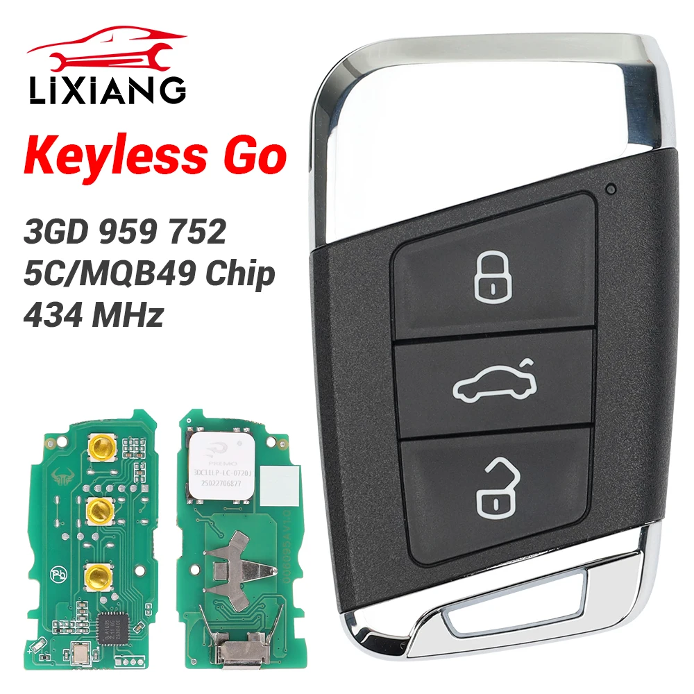

LIXIANG 5C MQB49 Chip 434MHz 3GD959752 Original Promixity Car Remote Key For VW Volkswagen Magotan Passat B8 Superb A7 2019 Oct+
