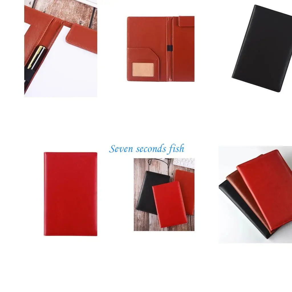 

L74B 5 PU Leather Clipboard Menu Bills Board Small File Folders Memo Clipboard Portable Writing Pad for Restaurant School