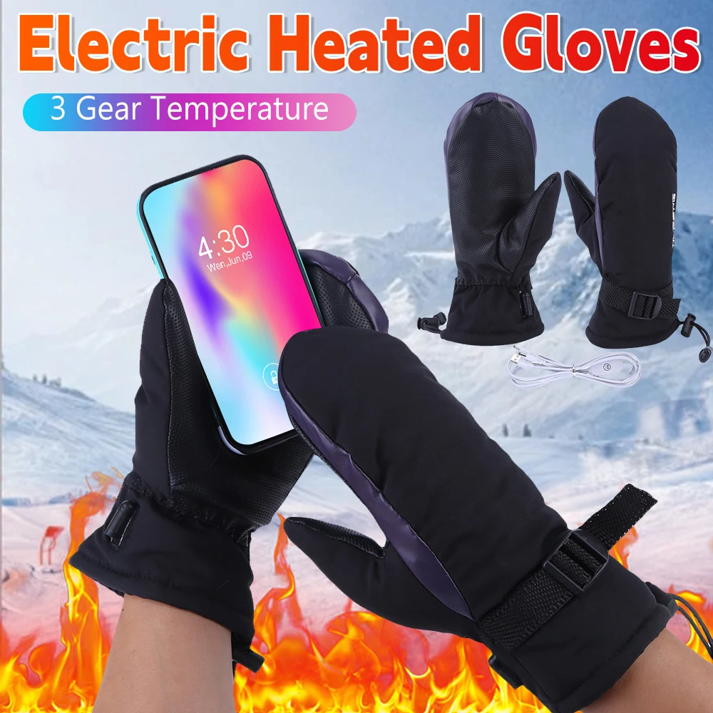 

Hand Warmer Gloves USB Charging Electric Heated Gloves Waterproof 3 Gear Temperature Winter Gloves for Climbing Hiking Cycling ﻿