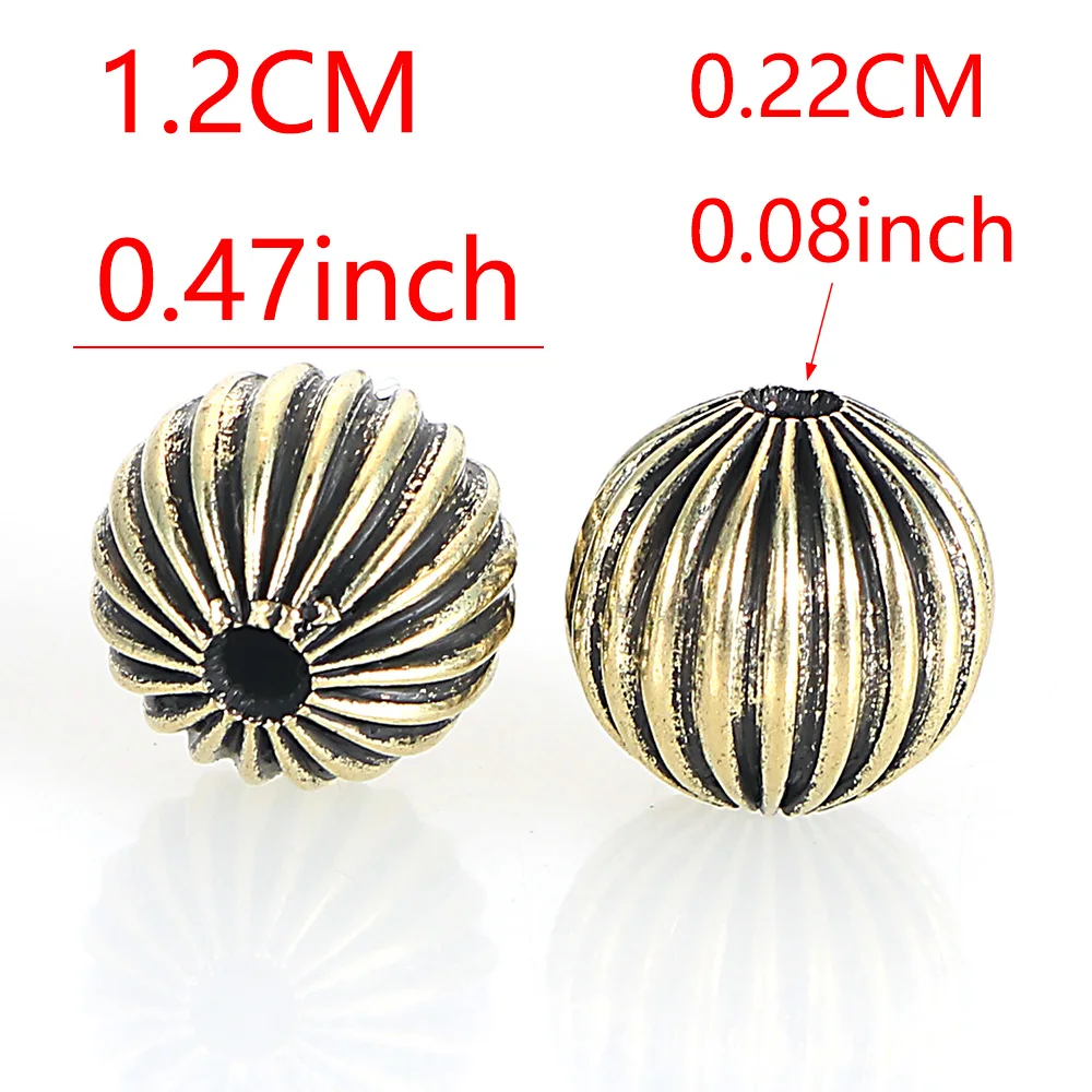 Miasol 10 Pcs Antique Bronze Gold Plated Color Hollow Metal Stripe Round Spacers Beads For Diy Jewelry Making Accessories