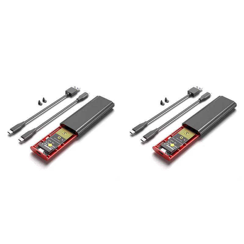 

2X M2 SSD NVME Корпус M.2 к USB 3.1 SSD Box Чехол для M.2 Pcie Nvme M Key 2230/2242/2260/2280 Бесплатный адаптер для инструментов, черный