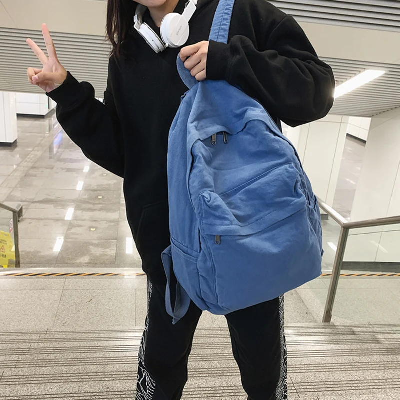 

Vintage Aesthetic Canvas Backpack Preppy Backpack Bag Grunge Y2K College Laptop Book Bag Lightweight Travel Rucksack