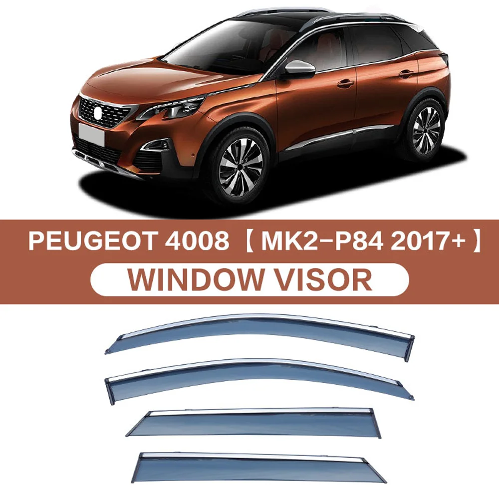 

Chrome Strips Rain Guards for PEUGEOT 4008 2017-2019 Window Visor Wind Deflectors Door Visor Vent Shades Ventvisor