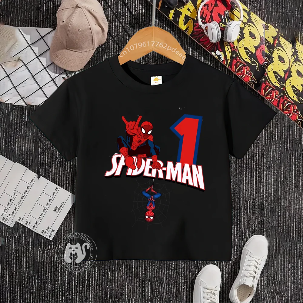 Superhero Teen 100% Cotton T-shirt Baby Baby Street Numbers 1-10 Cotton T-shirt for boys and girls Comfortable short sleeves