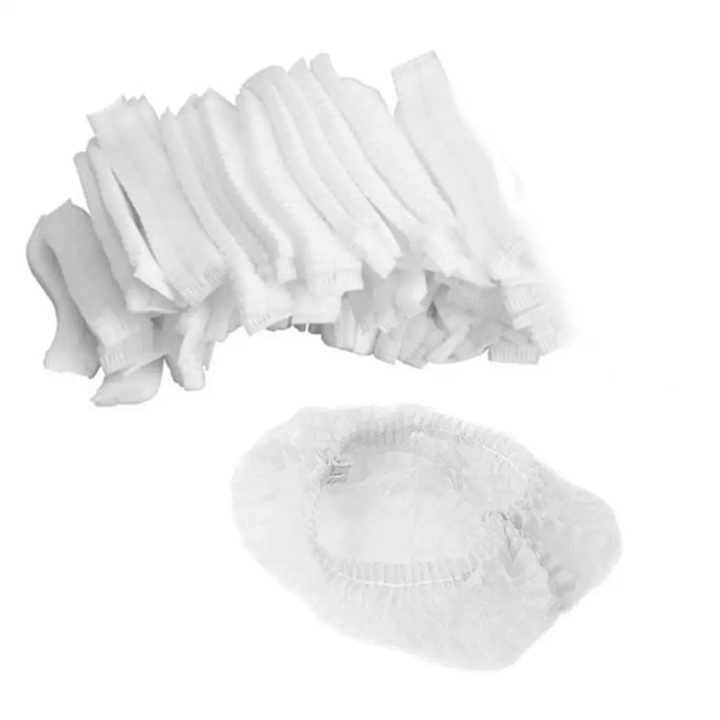 

50pcs/pack Disposable Hair Caps Nets Tanning Catering Cap Non-woven Elastic Stretch Disposable Hair Cap