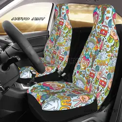 HIPPIE VAN Peace  Love Car Seat Cover Custom Printing Universal Front Protector Accessories Cushion Set