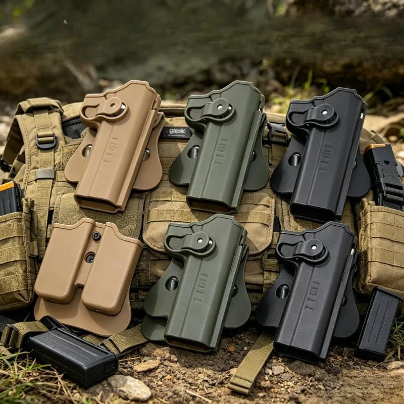 

1911 Style Tactical Waist Holster with Magazine Pouch Portable Carry Bag Outdoor Model Gear for Collection Cosplay Props