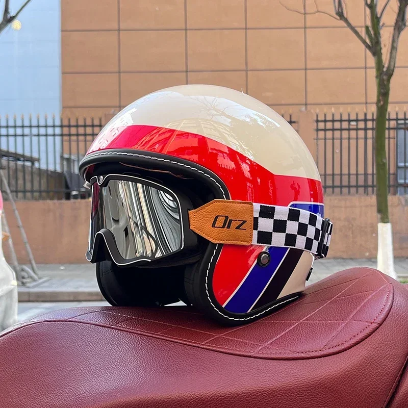 

2024 NEW 3/4 Helmet Retro Half Helmet Motorcycle Commuting for All Seasons Motorcycle Helmet for Men and Women 3C Certification