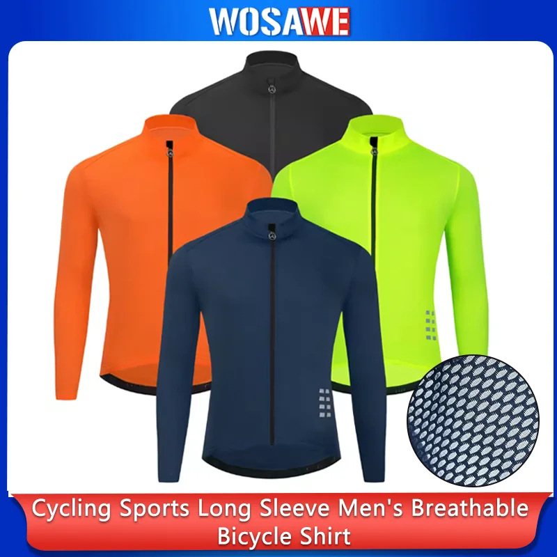

WOSAWE Cycling Jersey Long Sleeve Men Cycling Maillot Breathable Quick Dry Slim Fit Small MTB Bike Shirts
