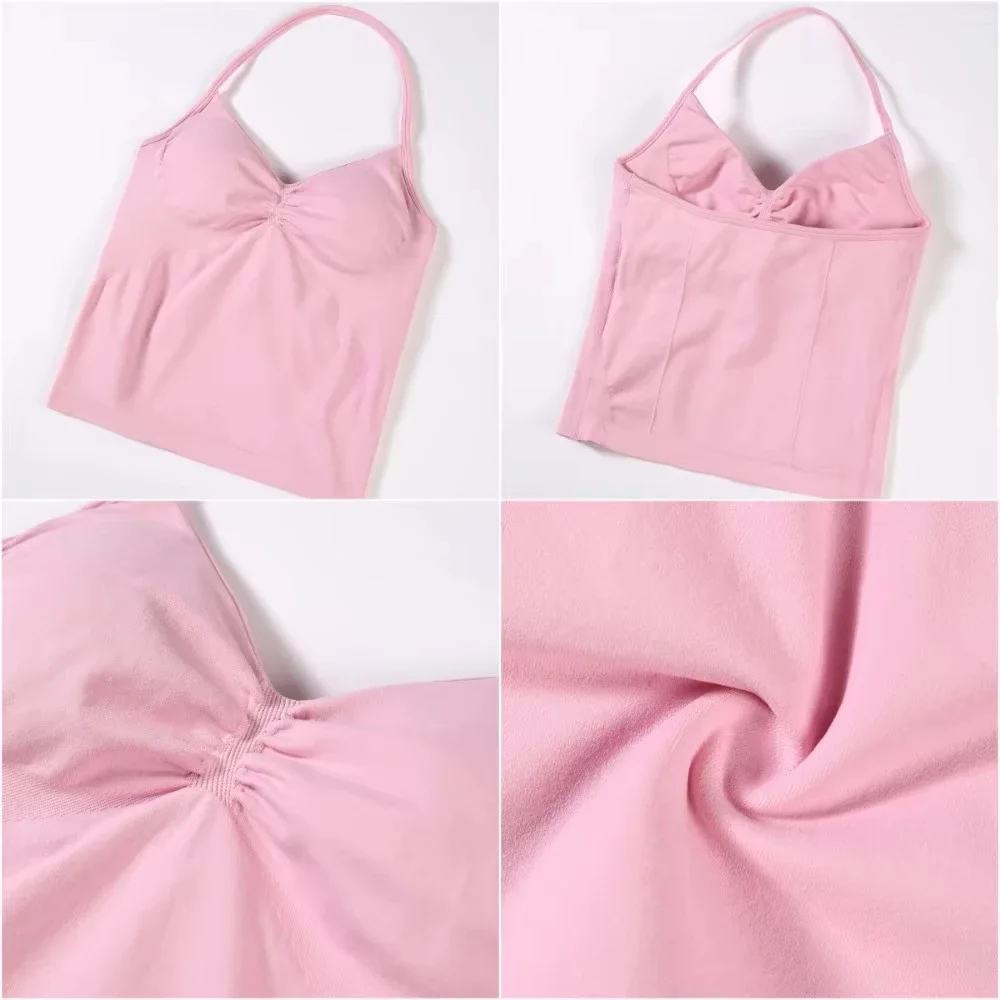 حمالة صدر رياضية لليوجا للسيدات ذات خطوط طويلة بدون أكمام، ملابس علوية قصيرة قابلة للتمدد للياقة البدنية، سترة قابلة للتنفس، ملابس رياضية #5