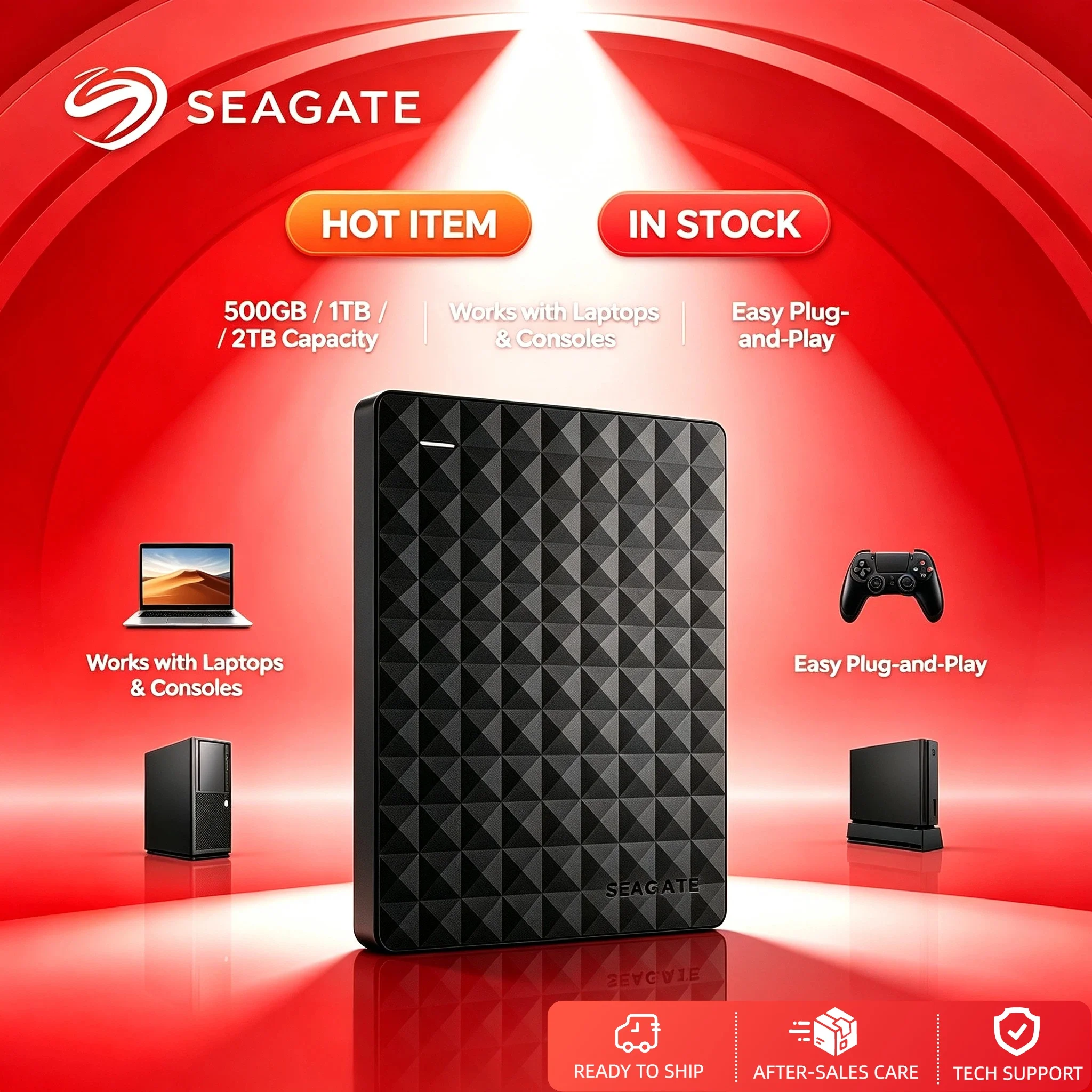 Seagate Portable External Drive 2.5 Inch USB 3.0 Ultra High Speed HDD Storage Expansion for PC Laptop Pro Unit Max PC