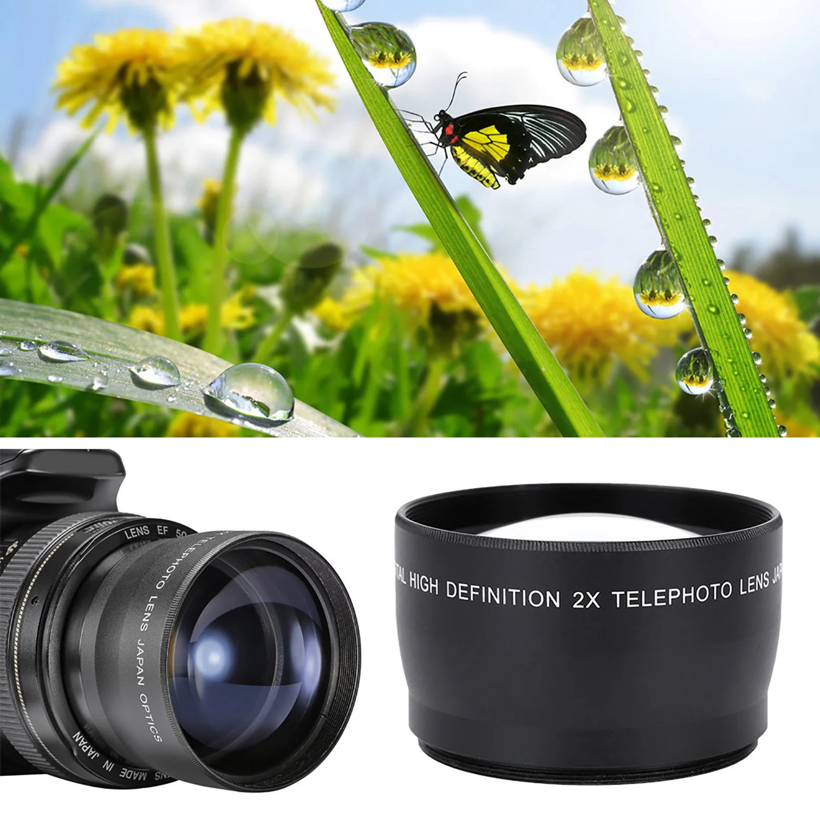 2X Telephoto Lens 58MM 2X Magnification Universal Teleconverter Telephoto Lens for Cameras Accessory Cameras Lens Telephoto Lens