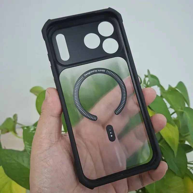 Etui do iPhone 18 17 Pro Max Xundd z poduszką powietrzną, odporne na wstrząsy, magnetyczne, przezroczyste, z laserowym wzorem, tylna część z PC + osłona na aparat z TPU — zdjęcie produktu 5