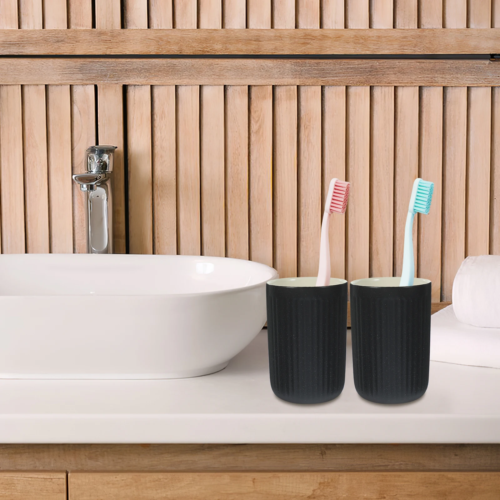 

2Pcs 300ML Retro Ceramic Toothbrush Cups Vintage Bathroom Mugs Mouthwash Travel Wash Cups Reusable Lightweight Easy